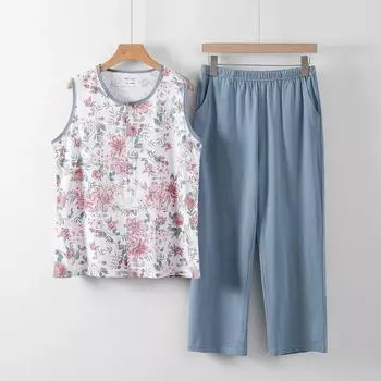 Женский костюм из 2 предметов, хлопковая футболка и брюки, хлопковый свободный повседневный летний костюм из двух предметов, топ и брюки XXL белый