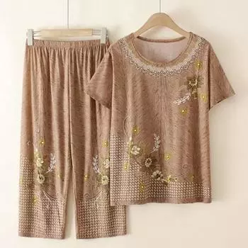 Женский костюм из 2 предметов, хлопковая футболка и брюки, хлопковый свободный повседневный летний костюм из двух предметов, топ и брюки XL красный