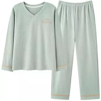 Женский костюм из 2 предметов, хлопковая пижама, футболка и брюки, хлопковый свободный повседневный летний костюм из двух предметов, топ и брюки M синий