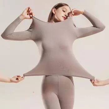 Женский костюм из 2 шт., эластичные длинные кальсоны, тонкий женский внутренний слой с базовым термобельем для осени и зимы One size зелёный