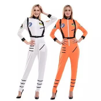 Женский костюм космонавта, комбинезон, космический костюм, космический космонавт на Хэллоуин, косплей, Пурим, наряд для вечеринки S белый