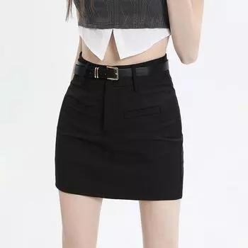 Женский костюм, мини-юбки, летние базовые тонкие юбки трапециевидной формы с высокой талией, шорты для офиса, женские универсальные черные элегантные винтажные L серый