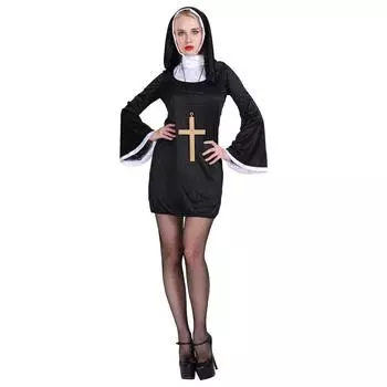 Женский костюм непослушной монахини, женский религиозные священники, черное нарядное платье, наряд для косплея, наряд для вечеринки S чёрный