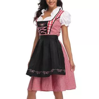 Женский костюм Октоберфеста, немецкое платье-дирндль, традиционные баварские карнавальные вечерние костюмы из 3 предметов, пивные костюмы XXL