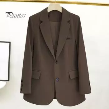 Женский костюм, пальто с лацканами, длинными рукавами, карманами с клапанами, пиджак, однобортное однобортное рабочее пальто с подкладкой, офисная женская верхняя одежда M белый