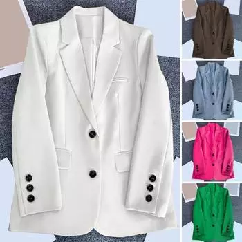 Женский костюм, пальто с лацканами, длинными рукавами, карманами с клапанами, пиджак на двух пуговицах, однотонная свободная рабочая верхняя одежда 3XL кофейный
