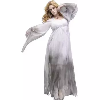 Женский костюм призрака в готическом стиле в викторианском стиле, белое нарядное платье L