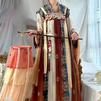 Женский костюм с вышивкой Ханфу в китайском стиле династии Тан L разноцветный