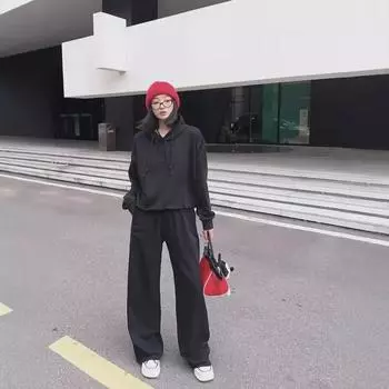 Женский костюм со средней и высокой талией, свободные брюки-свитер - японская и корейская мода весна/осень Medium