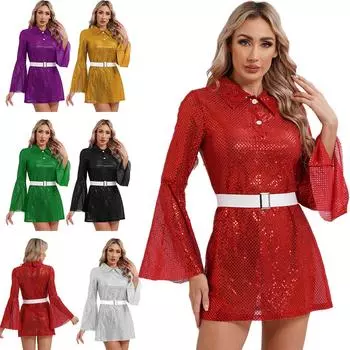 Женский костюм танцовщицы дискотеки в стиле хиппи 70-х годов, модная танцевальная одежда для диджеев, уличная одежда, музыкальные фестивали, вечерние мини-платья, сарафан для выпускного вечера S красный