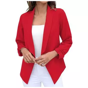 Женский костюм, топ, кардиган, куртка, однотонный костюм с лацканами, маленькая куртка для поездок на работу, универсальный темперамент XXXL красный