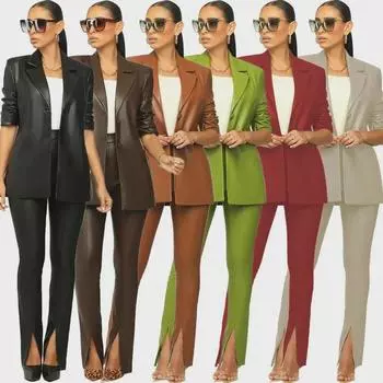 Женский костюм WISH из искусственной кожи с узкими лацканами — коллекция осень/зима 2022 г. S