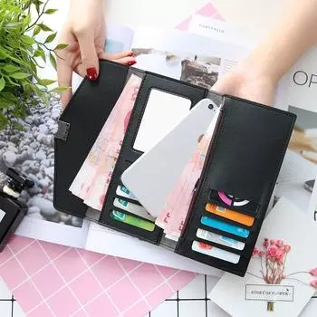 Женский кожаный клатч-конверт, кошелек, длинный чехол из искусственной кожи, кошелек, сумкаGWIL1555a серый