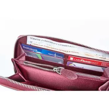 Женский кожаный кошелек Nina из натуральной кожи бордово-красный