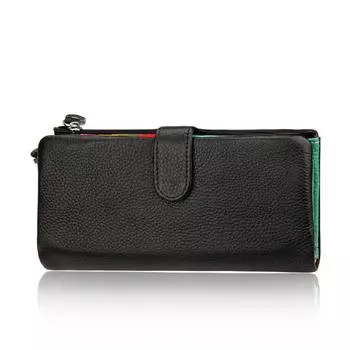 Женский кожаный кошелек первого слоя из воловьей кожи ярких цветов, женский кошелек, сумка для кредитных карт с несколькими картами оранжевый