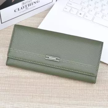 Женский кожаный кошелек-трифолд - Длинный, с множеством отделений для карт, мягкий, модный, вместительный клатч