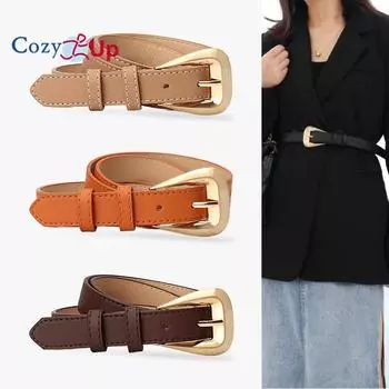 Женский кожаный ремень для джинсов, брюк, модный женский узкий ремень из искусственной кожи с золотой пряжкой 103x2.3cm красный