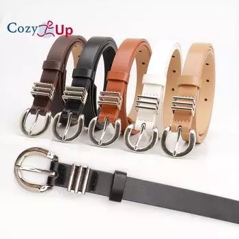 Женский кожаный ремень для джинсов, модные женские ремни для брюк, платьев с золотой пряжкой 103x1.9cm белый