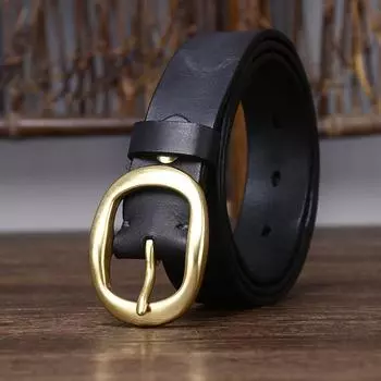 Женский кожаный ремень винтажный мятый модный латунная пряжка натуральная кожа первый слой чистая коровья кожа универсальный ремень под джинсы 90cm