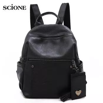 Женский кожаный рюкзак для девочек-подростков, школьный женский винтажный большой однотонный мягкий рюкзак Mochila, сумки белый