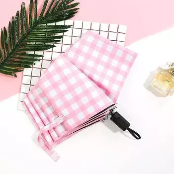 Женский красивый розовый решетчатый ветрозащитный анти-УФ-солнце/дождь принцесса складной зонтик от солнца подарок для девочек