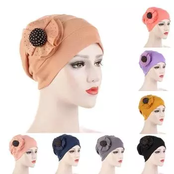 Женский красивый тюрбан со стразами и цветами, эластичная тканевая шапка, мусульманский женский хиджаб, женская бандана, мусульманский головной убор красный