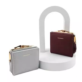 Женский креативный кошелек с железным зажимом, высококачественная мини-ручная сумка для монет со светло-золотыми краями, простой и съемный дизайн коричневый