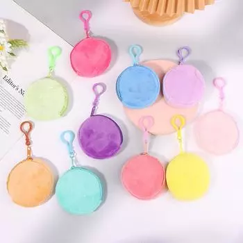 Женский круглый мини-плюшевый кошелек для монет, сумка для хранения ключей, милый детский кошелек зелёный