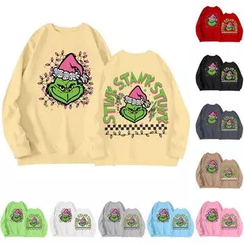 Женский круглый вырез с длинным рукавом, свитер с рождественским принтом L розовый