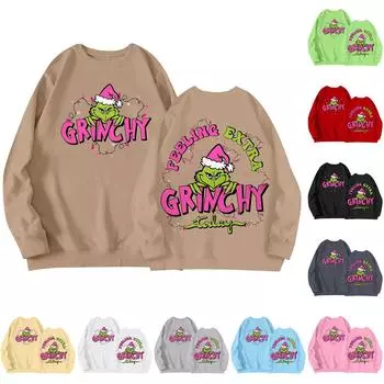 Женский круглый вырез с длинным рукавом, свитер с рождественским принтом M красный