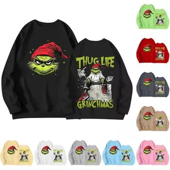 Женский круглый вырез с длинным рукавом, свитер с рождественским принтом M красный