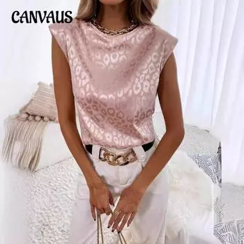 Женский круглый вырез с леопардовым принтом жаккардовый свободный повседневный короткий рукав топ S