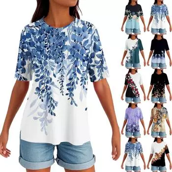 Женский круглый вырез с разрезом по низу, модный повседневный однотонный топ с короткими рукавами L чёрный