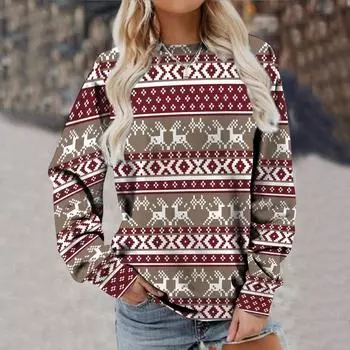 Женский круглый вырез свитер с капюшоном уличная мода пара повседневный топ пуловеры и длинные рукава (Женский) S