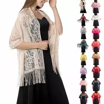 Женский кружевной ажурный платок вечернее платье шаль ципао шарф для вечеринки ужин One Size
