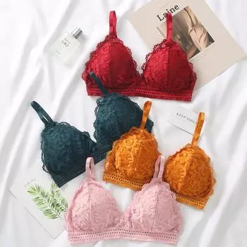 Женский кружевной бюстгальтер без косточек, бюстгальтер без косточек, сексуальное женское белье, женский бюстгальтер, тонкое беспроводное нижнее белье, глубокий V-образный вырез, бюстгальтеры пуш-ап для женщин One Size зелёный