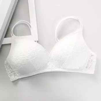 Женский кружевной бюстгальтер без косточек с цветочным принтом, однотонный жилет без рукавов, бюстгальтер пуш-ап 32 белый