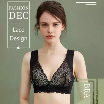Женский кружевной бюстгальтер без косточек с подкладкой, беспроводной бюстгальтер, кружевной бюстгальтер с цветочным принтом, застежка спереди, гладкий демисезонный бюстгальтер, кружевные бюстгальтеры, тонкий мягкий бюстгальтер пуш-ап