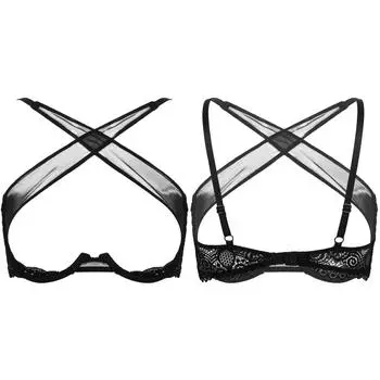 Женский кружевной бюстгальтер без косточек с цветочным принтом, укороченный топ с открытым передом, бюстгальтер-бюстгальтер на косточках S