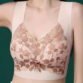 Женский кружевной бюстгальтер-бралетт, бесшовный, дышащий, на весну и лето M розовый