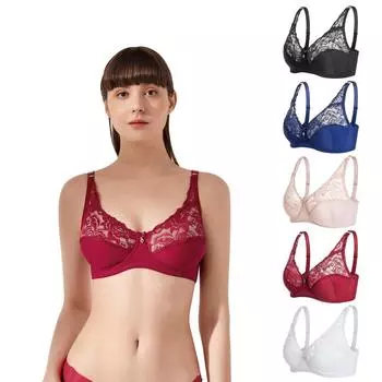 Женский кружевной бюстгальтер с цветочной вышивкой, бюстгальтер на косточках, минимайзер, бюстгальтер без подкладки, чашки 3/4, бюстгальтер без подкладок, бюстгальтер больших размеров, бюстгальтер 40/90C