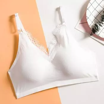 Женский кружевной бюстгальтер с регулируемыми бретелями и ледяной оберткой, цельный сексуальный и дышащий базовый бюстгальтер с глубоким V-образным вырезом one size белый