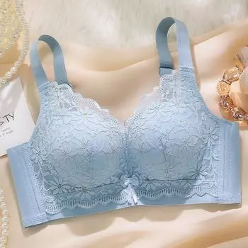 Женский кружевной бюстгальтер со сборками: Поднимает, поддерживает и предотвращает провисание — регулируемый, без косточек, дышащий дизайн для маленькой груди 36/80BC Thin небесно-голубой