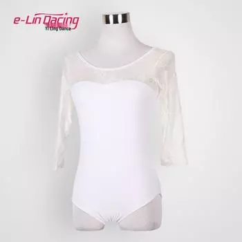 Женский кружевной комбинезон со средним рукавом для тай-чи, гимнастики, воздушной йоги, балета, танцев и тренировок. XL белый