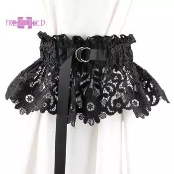Женский кружевной пояс, эластичный регулируемый ремень, однотонный декоративный бант, широкий кружевной пояс для свадебной вечеринки, аксессуары для одежды C