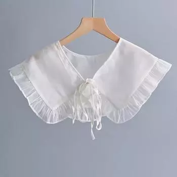 Женский кружевной съемный воротник-шаль с бантами, шейный платок, поддельный воротник, накидка на плечи, женские накладные воротники, маленькая накидка