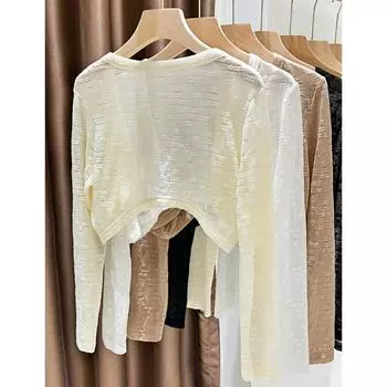 Женский кружевной сетчатый солнцезащитный кардиган-шаль с длинными рукавами