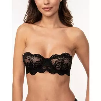 Женский кружевной сексуальный бюстгальтер без бретелек S чёрный