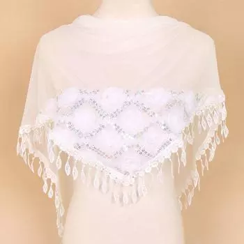 Женский кружевной шарф с кисточками и розами с цветочным принтом, полый шарф, шаль с блестками, шарфы