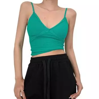 Женский кружевной танк Топы V Шея Кружева Сшивание Корейская версия